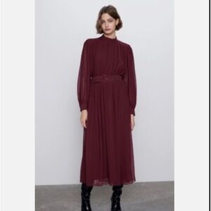 Zara Burgundy Midi Dress